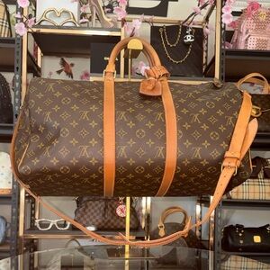 Louis Vuitton Bando 50 Duffel with Tan Leather Straps